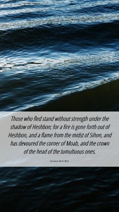 Picture 06 - Jeremiah 48:45 WEB Mobile Phone Wallpaper - Those who fled stand without strength under the - Mobile Bible Verse Wallpaper
