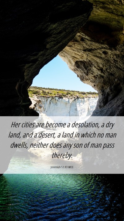 Picture 06 - Jeremiah 51:43 WEB Mobile Phone Wallpaper - Her cities are become a desolation, a dry land, - Mobile Bible Verse Wallpaper