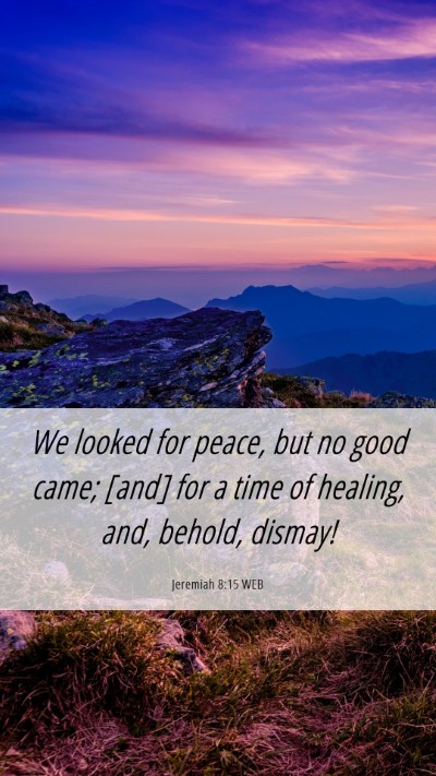 Picture 06 - Jeremiah 8:15 WEB Mobile Phone Wallpaper - We looked for peace, but no good came; [and] for - Mobile Bible Verse Wallpaper