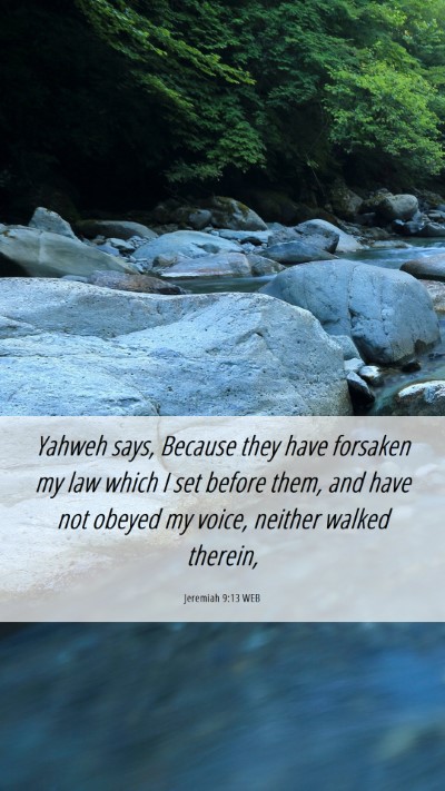 Picture 06 - Jeremiah 9:13 WEB Mobile Phone Wallpaper - Yahweh says, Because they have forsaken my law - Mobile Bible Verse Wallpaper