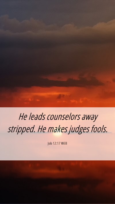 Picture 06 - Job 12:17 WEB Mobile Phone Wallpaper - He leads counselors away stripped. He makes - Mobile Bible Verse Wallpaper
