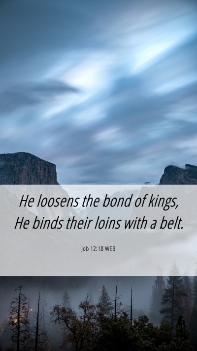 Picture 06 - Job 12:18 WEB Mobile Phone Wallpaper - He loosens the bond of kings, He binds their - Mobile Bible Verse Wallpaper
