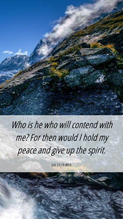 Picture 06 - Job 13:19 WEB Mobile Phone Wallpaper - Who is he who will contend with me? For then - Mobile Bible Verse Wallpaper