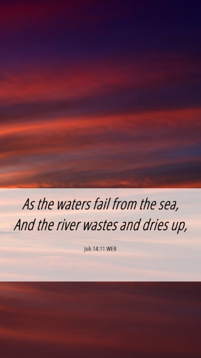 Picture 06 - Job 14:11 WEB Mobile Phone Wallpaper - As the waters fail from the sea, And the river - Mobile Bible Verse Wallpaper