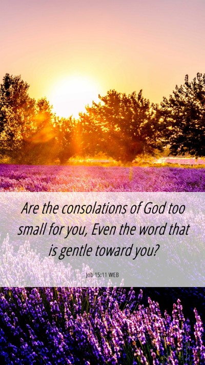 Picture 06 - Job 15:11 WEB Mobile Phone Wallpaper - Are the consolations of God too small for you, - Mobile Bible Verse Wallpaper