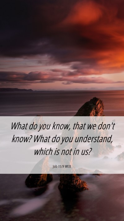 Picture 06 - Job 15:9 WEB Mobile Phone Wallpaper - What do you know, that we don't know? What do you - Mobile Bible Verse Wallpaper