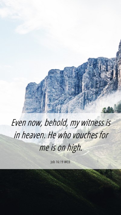 Picture 06 - Job 16:19 WEB Mobile Phone Wallpaper - Even now, behold, my witness is in heaven. He who - Mobile Bible Verse Wallpaper