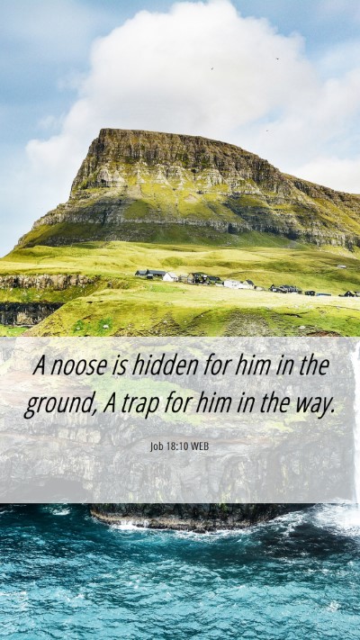 Picture 06 - Job 18:10 WEB Mobile Phone Wallpaper - A noose is hidden for him in the ground, A trap - Mobile Bible Verse Wallpaper