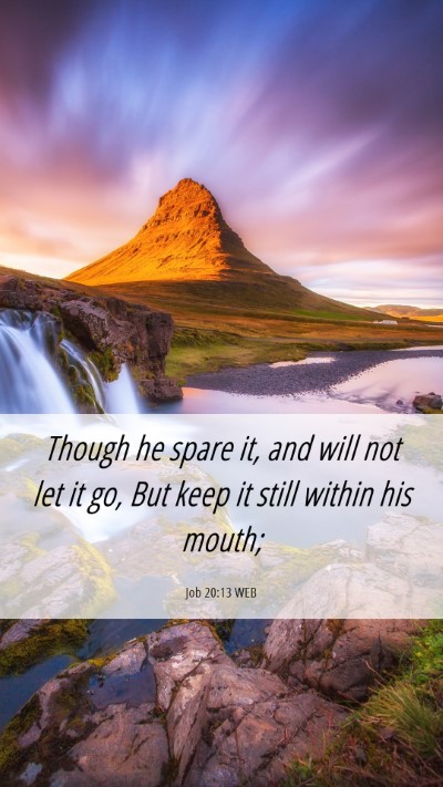 Picture 06 - Job 20:13 WEB Mobile Phone Wallpaper - Though he spare it, and will not let it go, But - Mobile Bible Verse Wallpaper