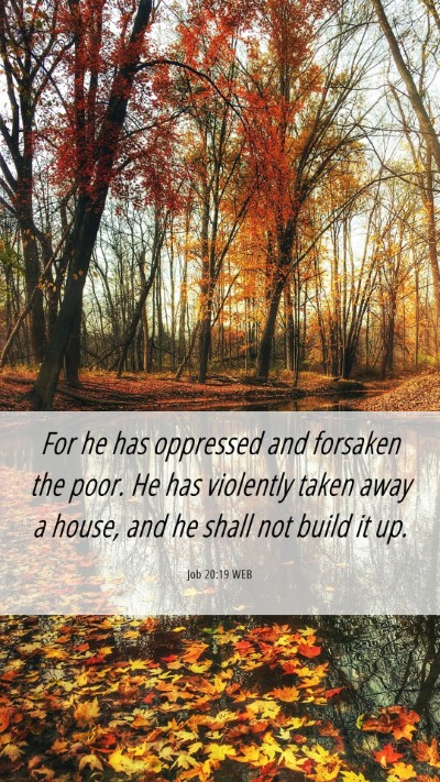 Picture 06 - Job 20:19 WEB Mobile Phone Wallpaper - For he has oppressed and forsaken the poor. He - Mobile Bible Verse Wallpaper
