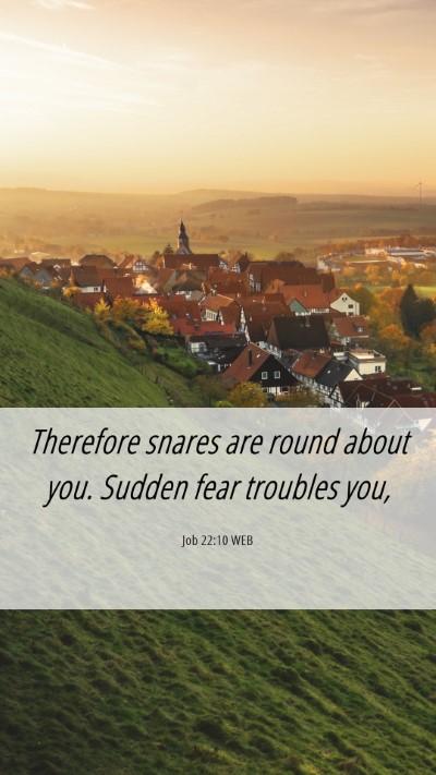 Picture 06 - Job 22:10 WEB Mobile Phone Wallpaper - Therefore snares are round about you. Sudden fear - Mobile Bible Verse Wallpaper