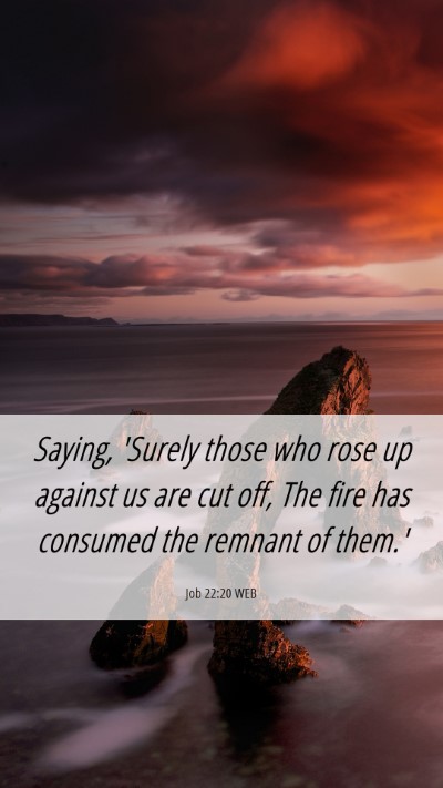 Picture 06 - Job 22:20 WEB Mobile Phone Wallpaper - Saying, 'Surely those who rose up against us are - Mobile Bible Verse Wallpaper