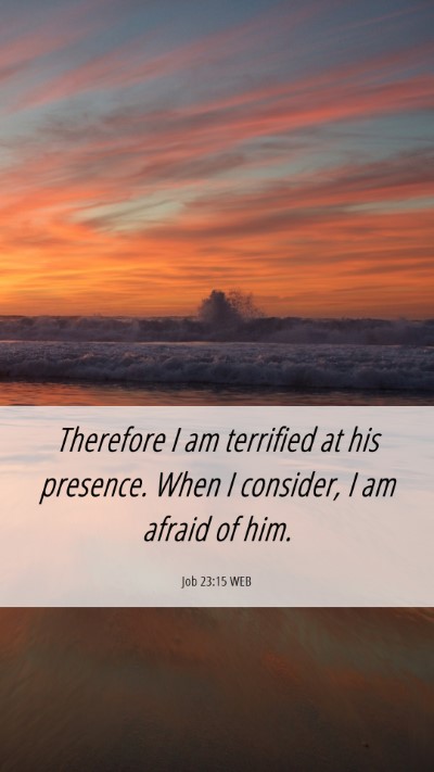 Picture 06 - Job 23:15 WEB Mobile Phone Wallpaper - Therefore I am terrified at his presence. When I - Mobile Bible Verse Wallpaper