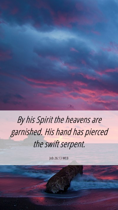 Picture 06 - Job 26:13 WEB Mobile Phone Wallpaper - By his Spirit the heavens are garnished. His hand - Mobile Bible Verse Wallpaper