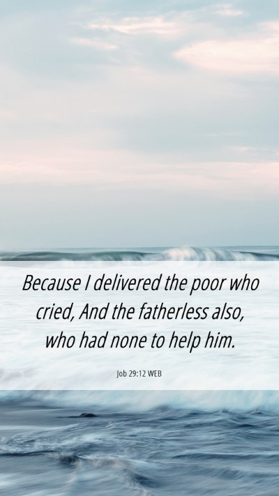 Picture 06 - Job 29:12 WEB Mobile Phone Wallpaper - Because I delivered the poor who cried, And the - Mobile Bible Verse Wallpaper
