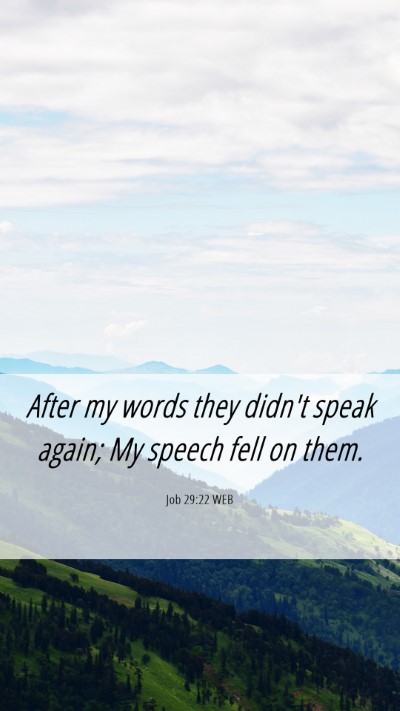 Picture 06 - Job 29:22 WEB Mobile Phone Wallpaper - After my words they didn't speak again; My speech - Mobile Bible Verse Wallpaper