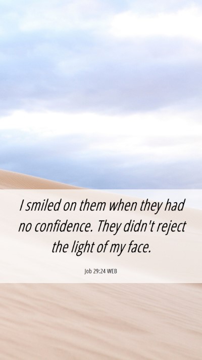Picture 06 - Job 29:24 WEB Mobile Phone Wallpaper - I smiled on them when they had no confidence. - Mobile Bible Verse Wallpaper