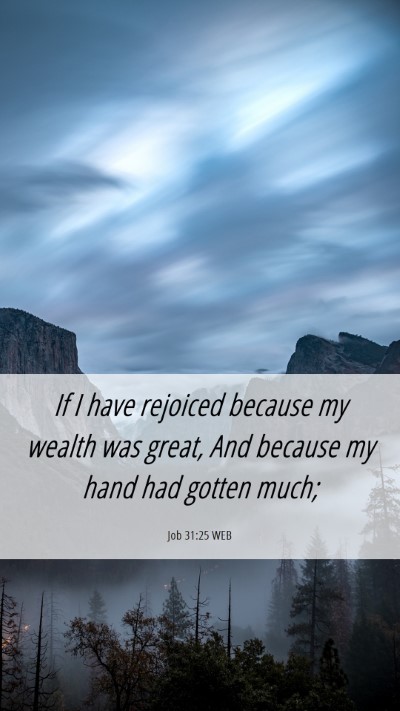 Picture 06 - Job 31:25 WEB Mobile Phone Wallpaper - If I have rejoiced because my wealth was great, - Mobile Bible Verse Wallpaper
