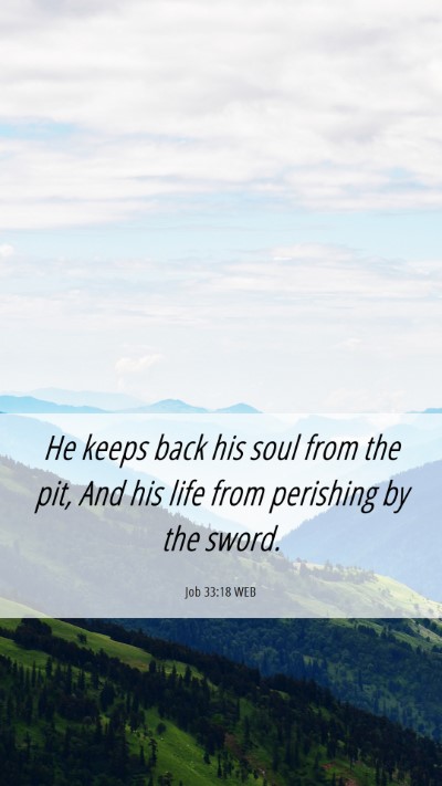 Picture 06 - Job 33:18 WEB Mobile Phone Wallpaper - He keeps back his soul from the pit, And his life - Mobile Bible Verse Wallpaper