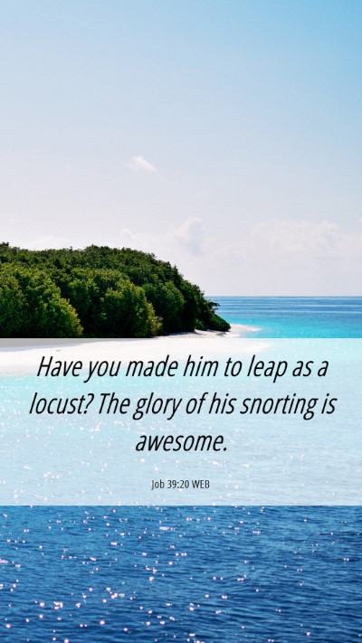 Picture 06 - Job 39:20 WEB Mobile Phone Wallpaper - Have you made him to leap as a locust? The glory - Mobile Bible Verse Wallpaper