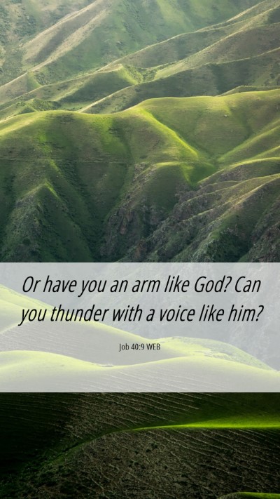 Picture 06 - Job 40:9 WEB Mobile Phone Wallpaper - Or have you an arm like God? Can you thunder with - Mobile Bible Verse Wallpaper