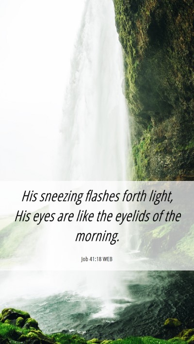 Picture 06 - Job 41:18 WEB Mobile Phone Wallpaper - His sneezing flashes forth light, His eyes are - Mobile Bible Verse Wallpaper