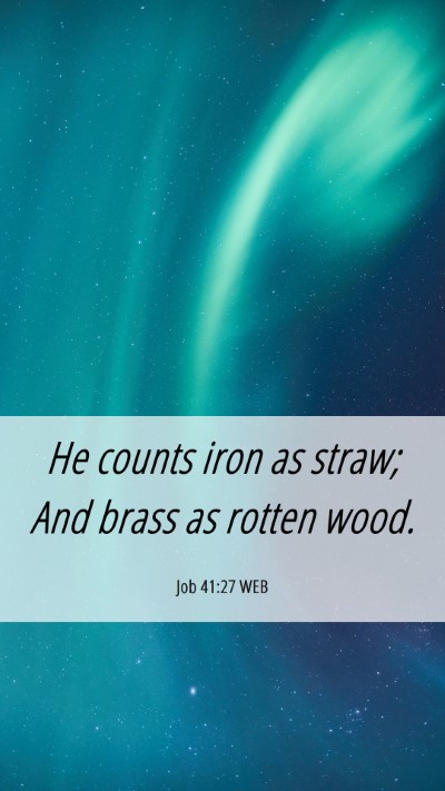 Picture 06 - Job 41:27 WEB Mobile Phone Wallpaper - He counts iron as straw; And brass as rotten - Mobile Bible Verse Wallpaper