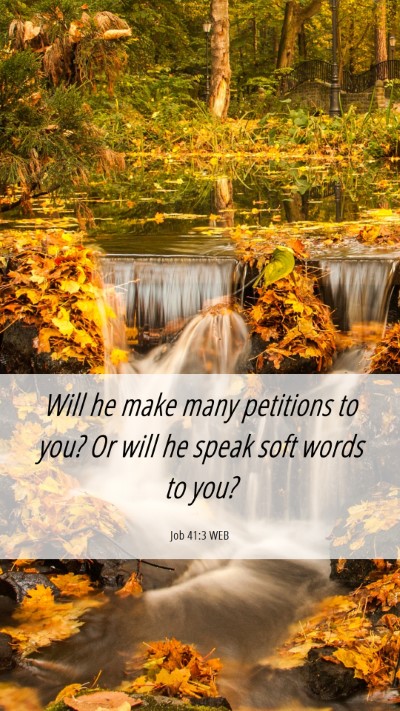 Picture 06 - Job 41:3 WEB Mobile Phone Wallpaper - Will he make many petitions to you? Or will he - Mobile Bible Verse Wallpaper