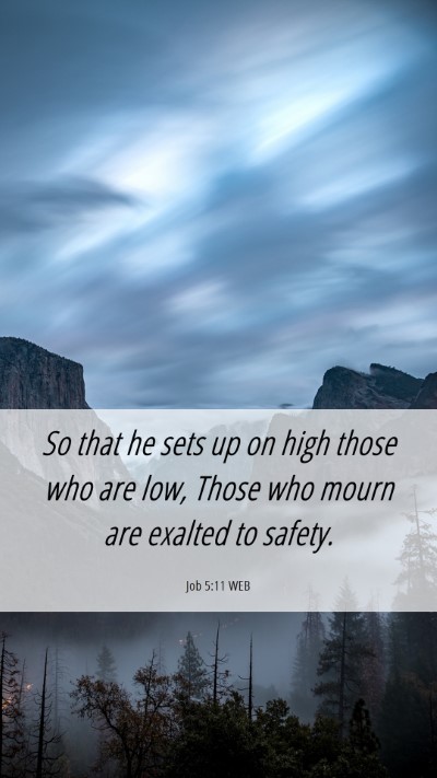 Picture 06 - Job 5:11 WEB Mobile Phone Wallpaper - So that he sets up on high those who are low, - Mobile Bible Verse Wallpaper