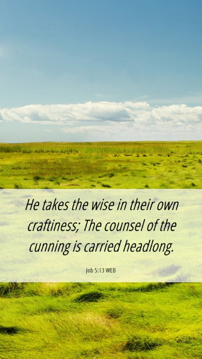 Picture 06 - Job 5:13 WEB Mobile Phone Wallpaper - He takes the wise in their own craftiness; The - Mobile Bible Verse Wallpaper