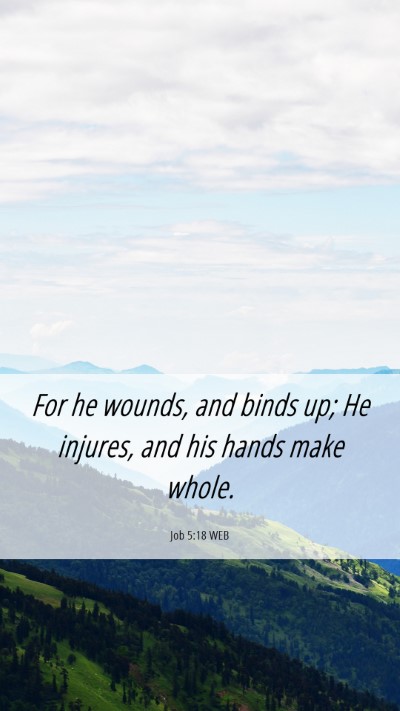 Picture 06 - Job 5:18 WEB Mobile Phone Wallpaper - For he wounds, and binds up; He injures, and his - Mobile Bible Verse Wallpaper