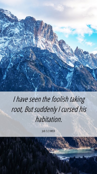 Picture 06 - Job 5:3 WEB Mobile Phone Wallpaper - I have seen the foolish taking root, But suddenly - Mobile Bible Verse Wallpaper