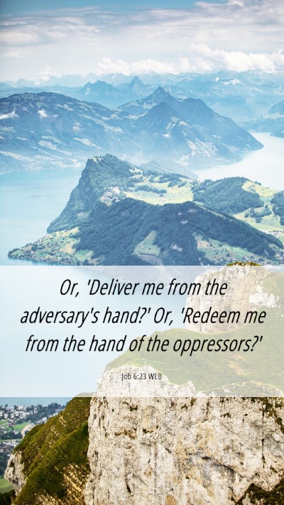 Picture 06 - Job 6:23 WEB Mobile Phone Wallpaper - Or, 'Deliver me from the adversary's hand?' Or, - Mobile Bible Verse Wallpaper