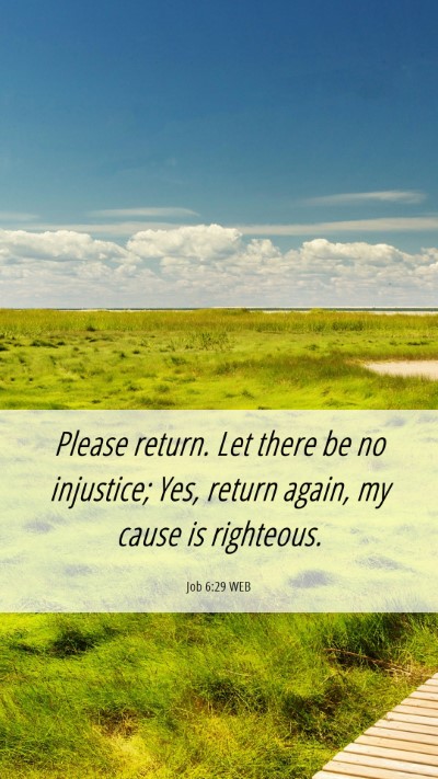 Picture 06 - Job 6:29 WEB Mobile Phone Wallpaper - Please return. Let there be no injustice; Yes, - Mobile Bible Verse Wallpaper