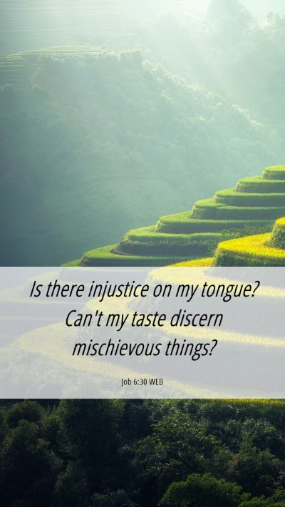 Picture 06 - Job 6:30 WEB Mobile Phone Wallpaper - Is there injustice on my tongue? Can't my taste - Mobile Bible Verse Wallpaper