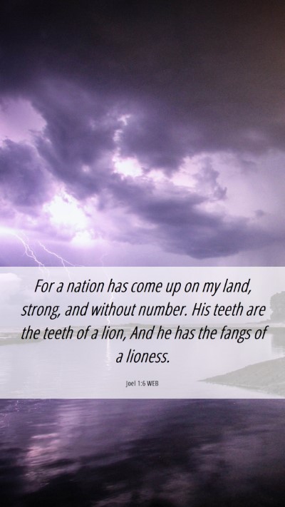 Picture 06 - Joel 1:6 WEB Mobile Phone Wallpaper - For a nation has come up on my land, strong, and - Mobile Bible Verse Wallpaper