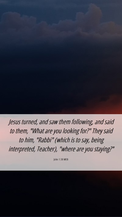 Picture 06 - John 1:38 WEB Mobile Phone Wallpaper - Jesus turned, and saw them following, and said to - Mobile Bible Verse Wallpaper