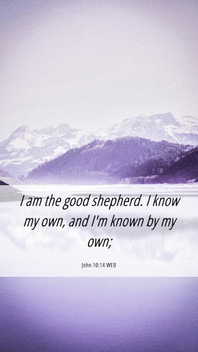 Picture 06 - John 10:14 WEB Mobile Phone Wallpaper - I am the good shepherd. I know my own, and I'm - Mobile Bible Verse Wallpaper