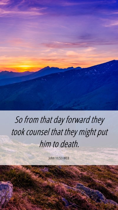 Picture 06 - John 11:53 WEB Mobile Phone Wallpaper - So from that day forward they took counsel that - Mobile Bible Verse Wallpaper