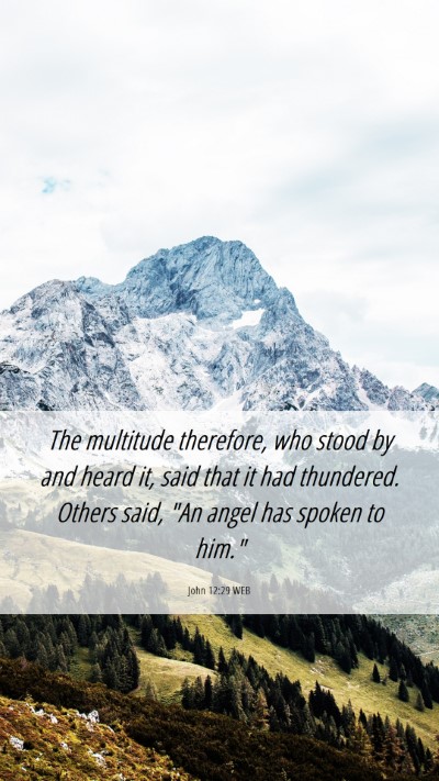 Picture 06 - John 12:29 WEB Mobile Phone Wallpaper - The multitude therefore, who stood by and heard - Mobile Bible Verse Wallpaper
