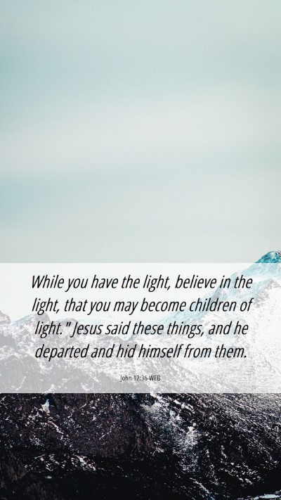 Picture 06 - John 12:36 WEB Mobile Phone Wallpaper - While you have the light, believe in the light, - Mobile Bible Verse Wallpaper