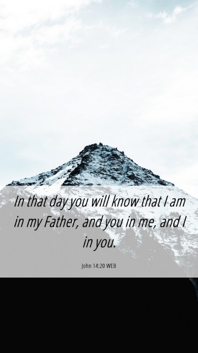 Picture 06 - John 14:20 WEB Mobile Phone Wallpaper - In that day you will know that I am in my Father, - Mobile Bible Verse Wallpaper