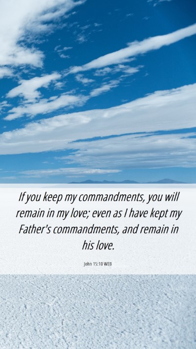 Picture 06 - John 15:10 WEB Mobile Phone Wallpaper - If you keep my commandments, you will remain in - Mobile Bible Verse Wallpaper