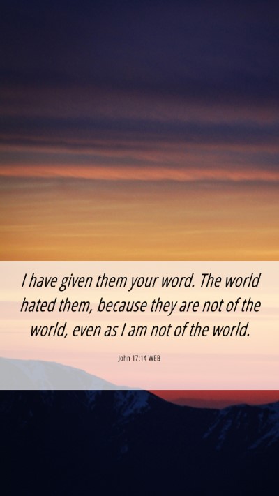 Picture 06 - John 17:14 WEB Mobile Phone Wallpaper - I have given them your word. The world hated - Mobile Bible Verse Wallpaper