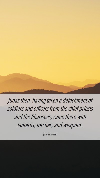 Picture 06 - John 18:3 WEB Mobile Phone Wallpaper - Judas then, having taken a detachment of soldiers - Mobile Bible Verse Wallpaper