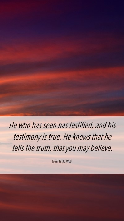 Picture 06 - John 19:35 WEB Mobile Phone Wallpaper - He who has seen has testified, and his testimony - Mobile Bible Verse Wallpaper