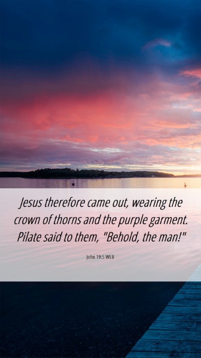 Picture 06 - John 19:5 WEB Mobile Phone Wallpaper - Jesus therefore came out, wearing the crown of - Mobile Bible Verse Wallpaper