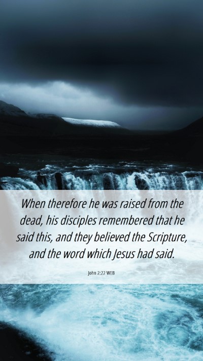Picture 06 - John 2:22 WEB Mobile Phone Wallpaper - When therefore he was raised from the dead, his - Mobile Bible Verse Wallpaper