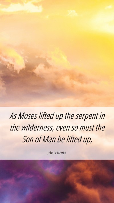 Picture 06 - John 3:14 WEB Mobile Phone Wallpaper - As Moses lifted up the serpent in the wilderness, - Mobile Bible Verse Wallpaper