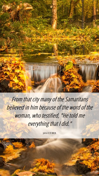 Picture 06 - John 4:39 WEB Mobile Phone Wallpaper - From that city many of the Samaritans believed in - Mobile Bible Verse Wallpaper